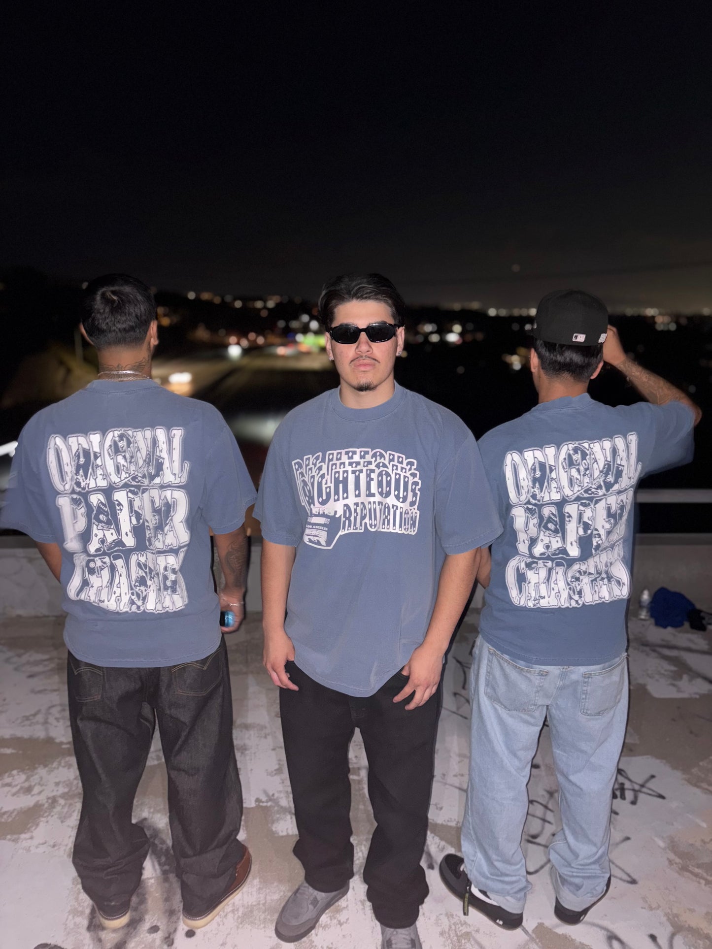 “ORIGINAL PAPER CHASERS” BABY BLUE T-SHIRT