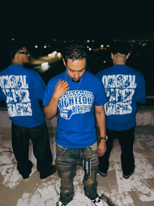 “ORIGINAL PAPER CHASERS” ROYAL T-SHIRT