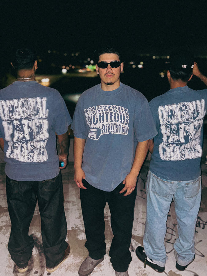 “ORIGINAL PAPER CHASERS”  BABY BLUE T-SHIRT