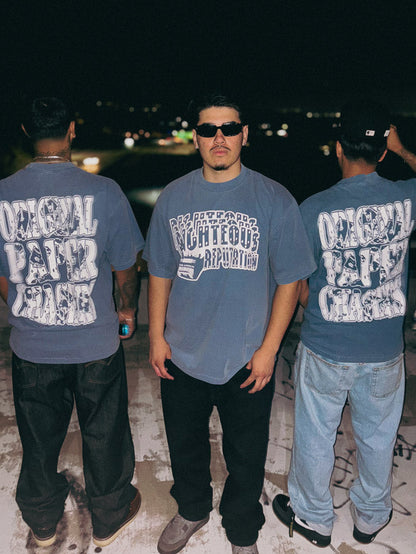 “ORIGINAL PAPER CHASERS”  BABY BLUE T-SHIRT