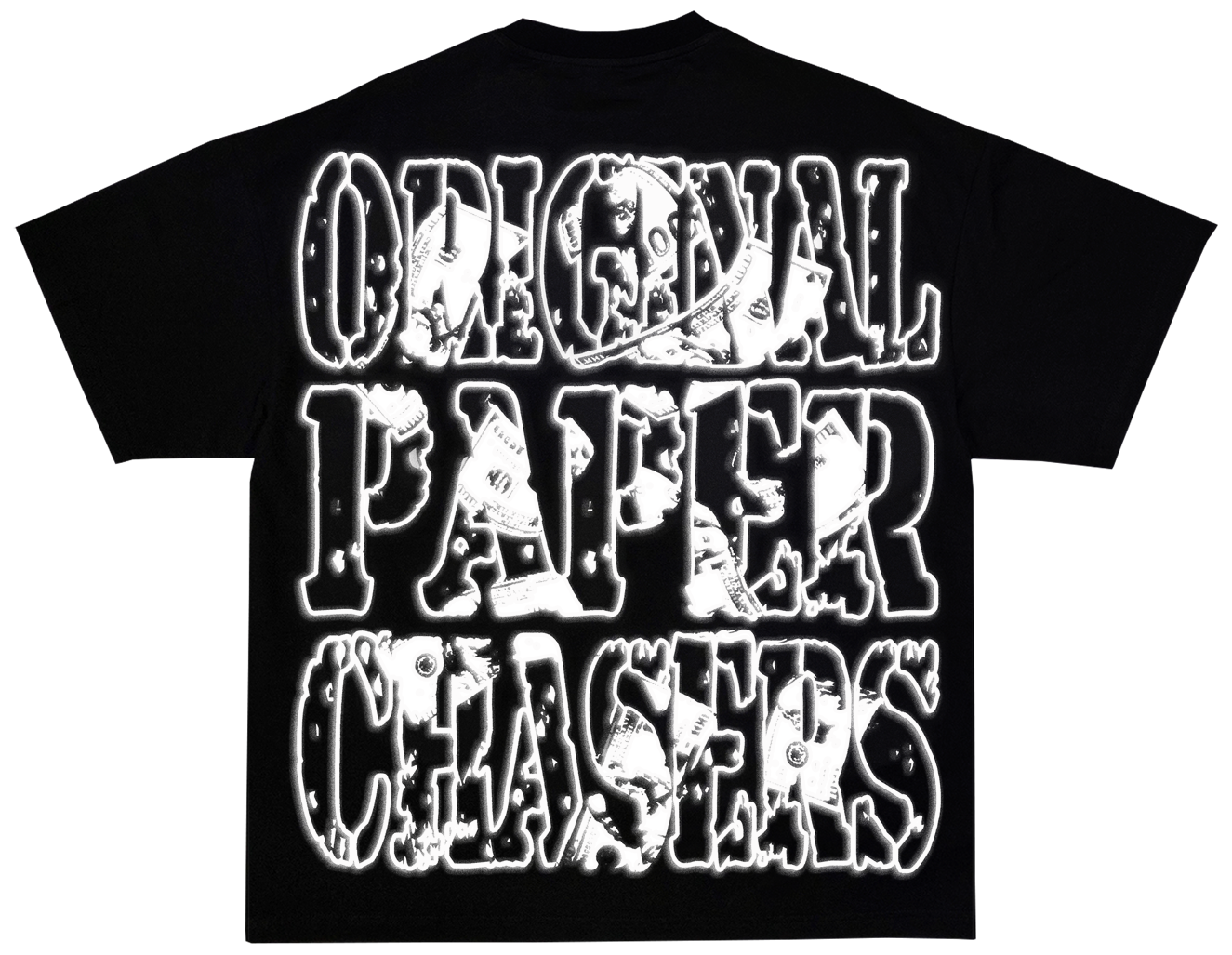 “ORIGINAL PAPER CHASERS” BLACK T-SHIRT