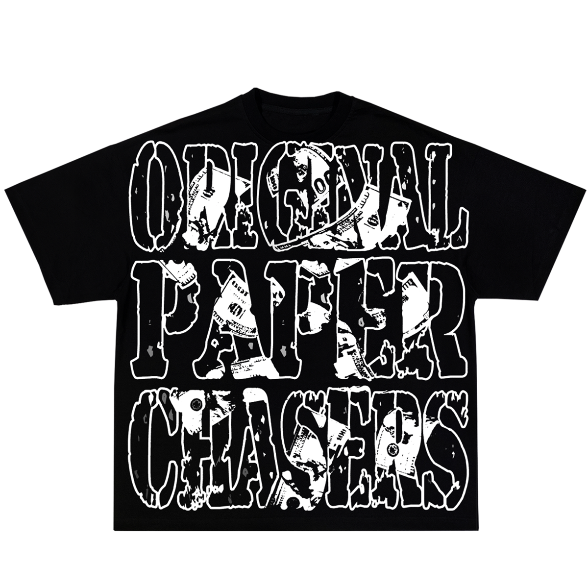 “ORIGINAL PAPER CHASERS” BLACK T-SHIRT