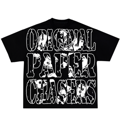 “ORIGINAL PAPER CHASERS” BLACK T-SHIRT