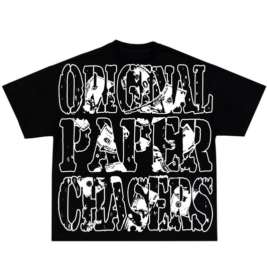 “ORIGINAL PAPER CHASERS” BLACK T-SHIRT